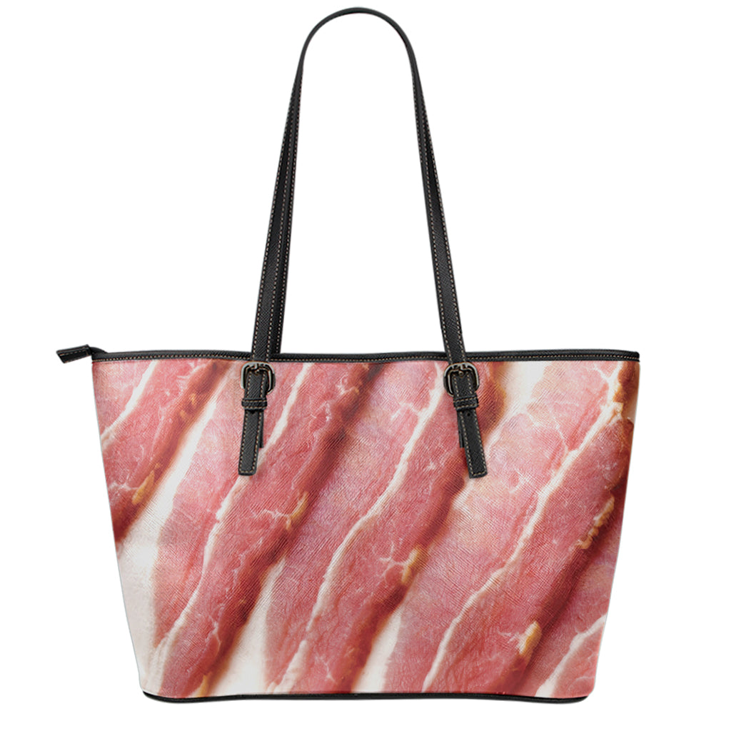 Raw Bacon Print Leather Tote Bag