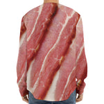 Raw Bacon Print Long Sleeve Baseball Jersey