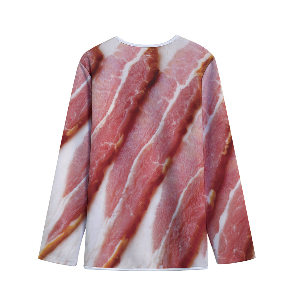 Raw Bacon Print Long Sleeve Short Coat