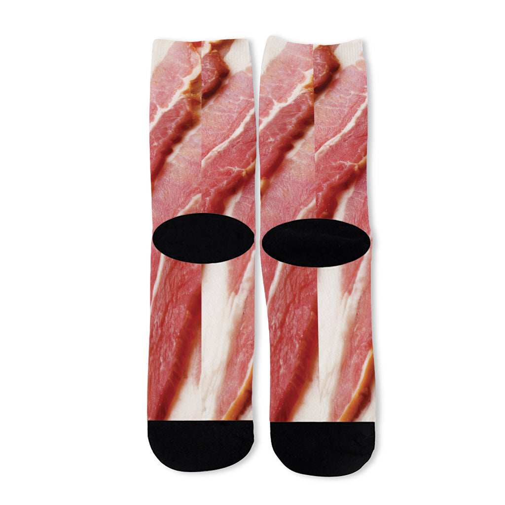 Raw Bacon Print Long Socks