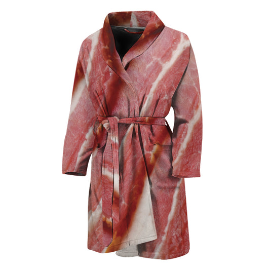 Raw Bacon Print Men's Bathrobe