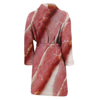 Raw Bacon Print Men's Bathrobe