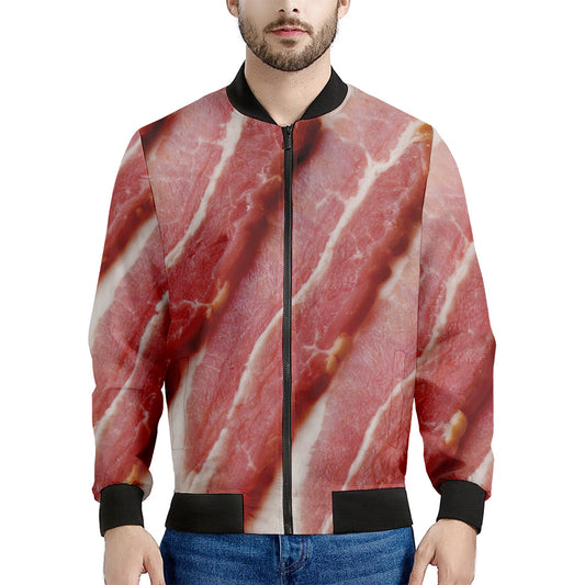 Raw Bacon Print Men's Bomber Jacket