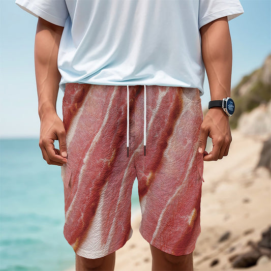 Raw Bacon Print Men's Cargo Shorts