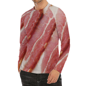 Raw Bacon Print Men's Long Sleeve Rash Guard