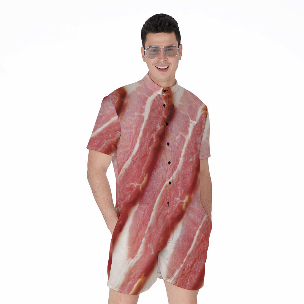 Raw Bacon Print Men's Rompers