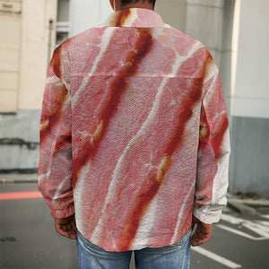 Raw Bacon Print Men's Shirt Jacket