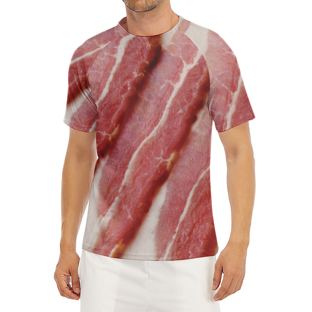 Raw Bacon Print Men's Short Sleeve Rash Guard