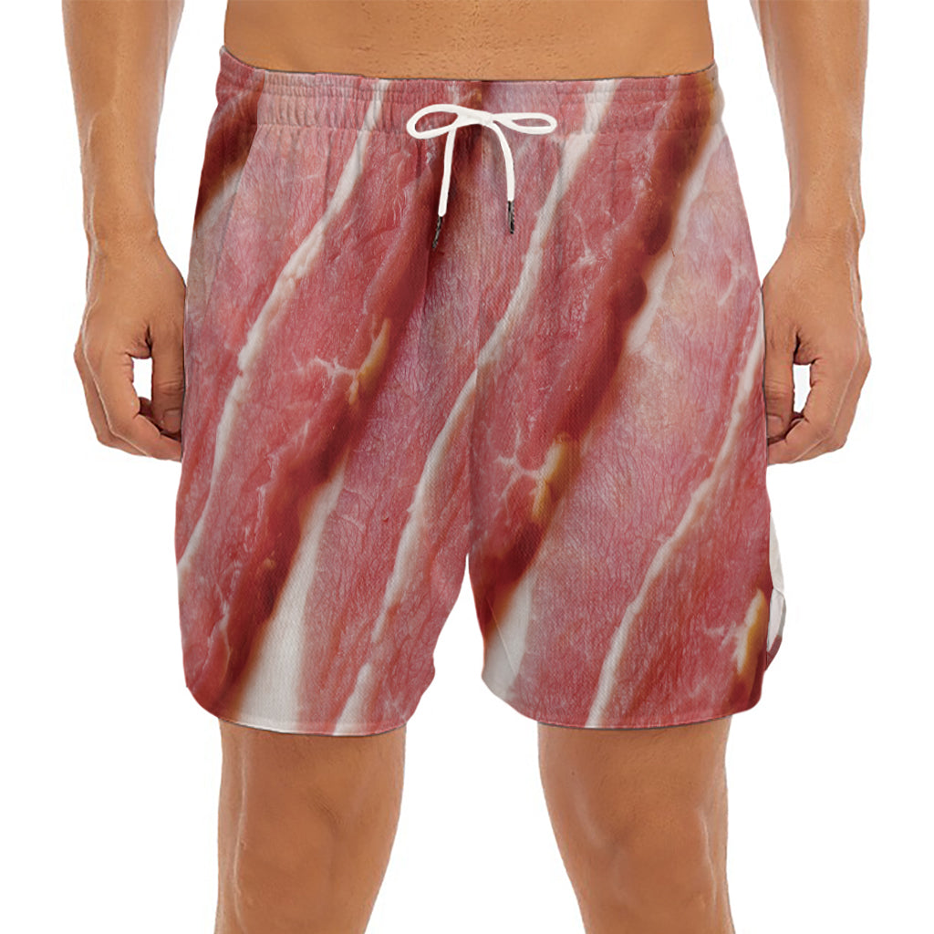 Raw Bacon Print Men's Split Running Shorts