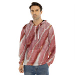 Raw Bacon Print Men's Velvet Pullover Hoodie