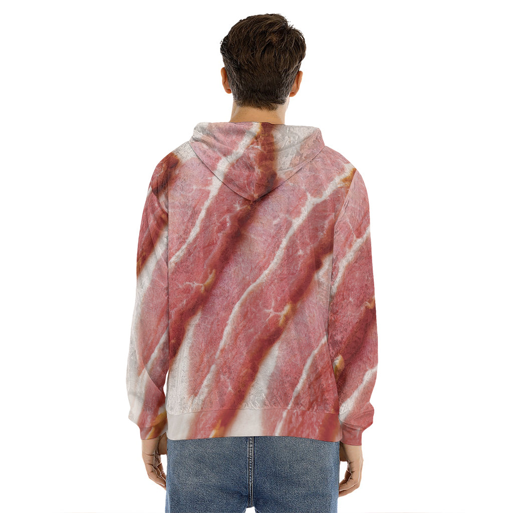 Raw Bacon Print Men's Velvet Pullover Hoodie