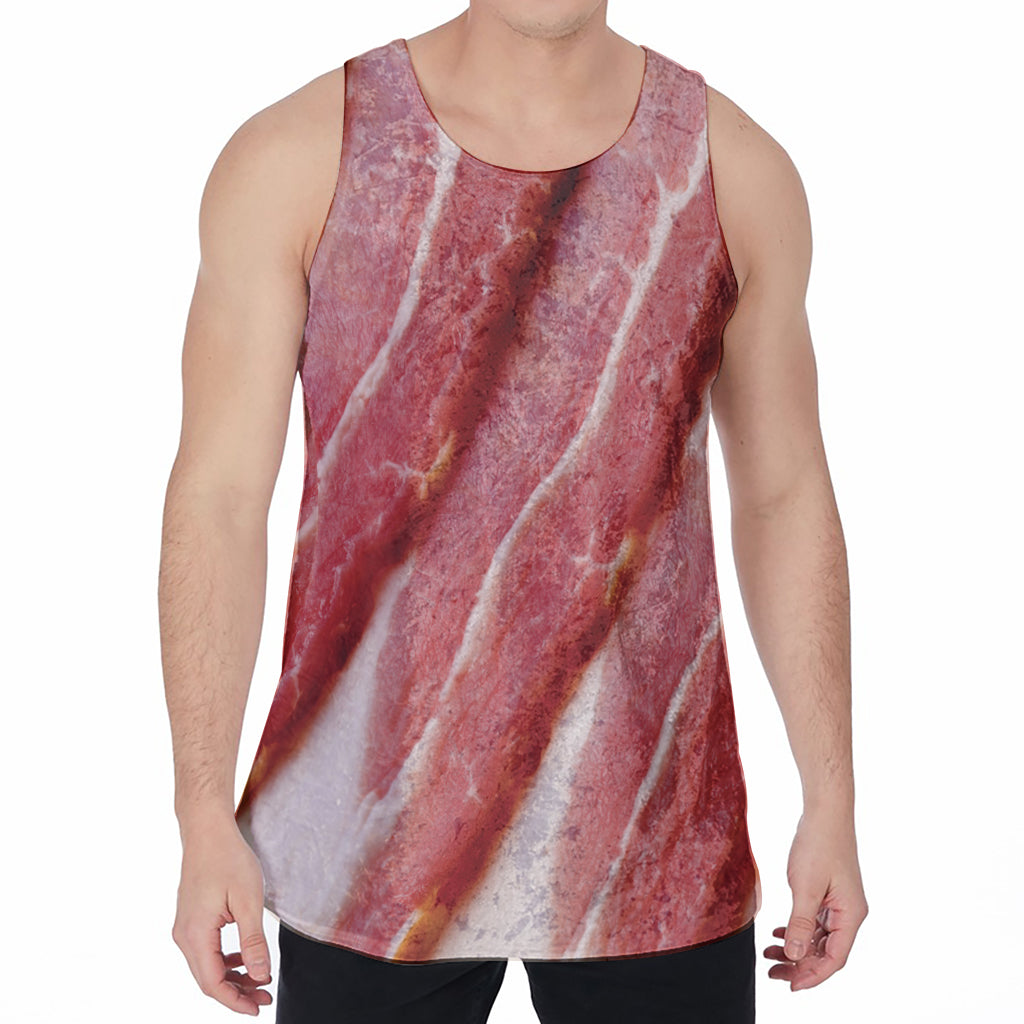 Raw Bacon Print Men's Velvet Tank Top