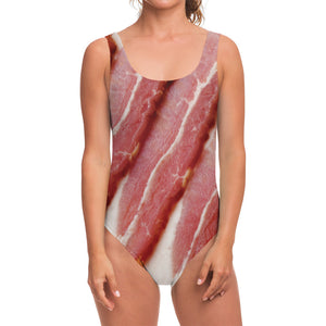 Raw Bacon Print One Piece Swimsuit