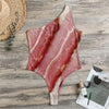 Raw Bacon Print One Shoulder Bodysuit