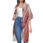 Raw Bacon Print Open Front Beach Cover Up