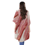 Raw Bacon Print Open Front Beach Cover Up