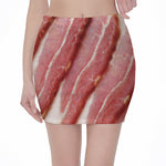 Raw Bacon Print Pencil Mini Skirt