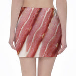 Raw Bacon Print Pencil Mini Skirt