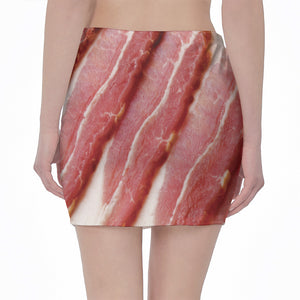 Raw Bacon Print Pencil Mini Skirt