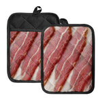 Raw Bacon Print Pot Holders With Pocket