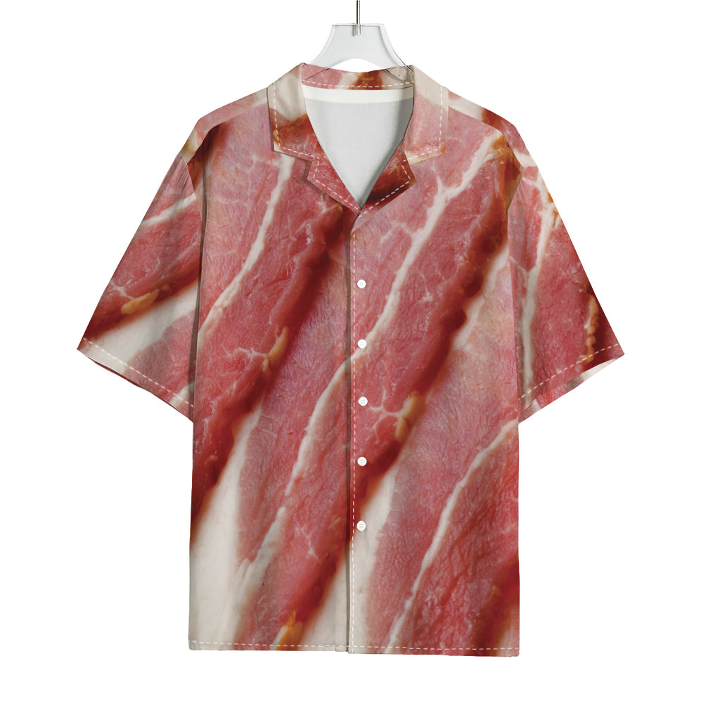 Raw Bacon Print Rayon Hawaiian Shirt