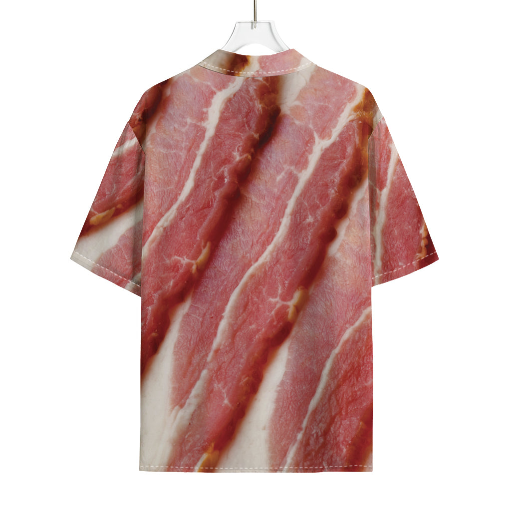 Raw Bacon Print Rayon Hawaiian Shirt