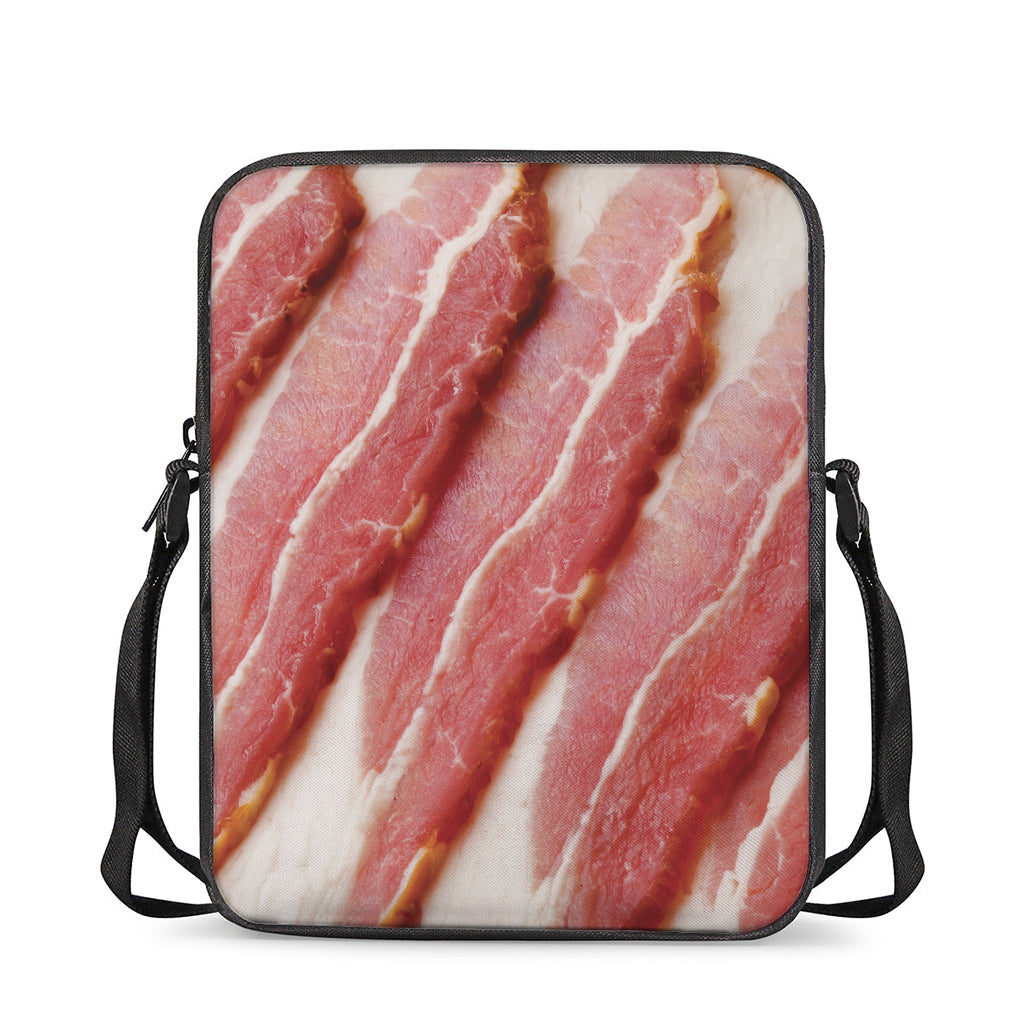 Raw Bacon Print Rectangular Crossbody Bag