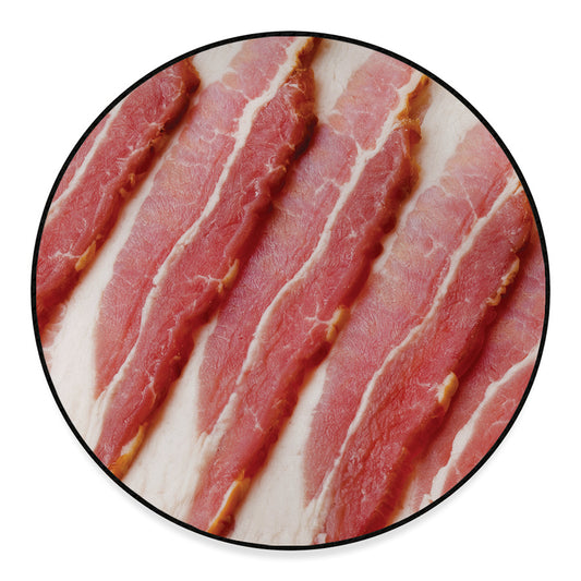Raw Bacon Print Round Floor Mat
