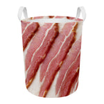 Raw Bacon Print Round Laundry Basket