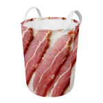 Raw Bacon Print Round Laundry Basket