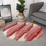 Raw Bacon Print Round Rug