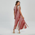 Raw Bacon Print Short Sleeve Maxi Dress