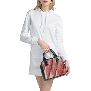 Raw Bacon Print Shoulder Handbag