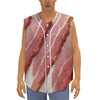 Raw Bacon Print Sleeveless Baseball Jersey