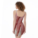 Raw Bacon Print Sleeveless Bodycon Dress