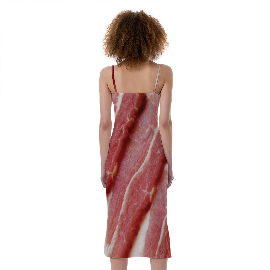 Raw Bacon Print Slim Fit Midi Cami Dress