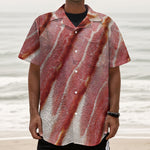 Raw Bacon Print Textured Short Sleeve Shirt