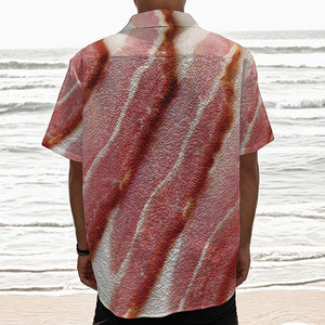 Raw Bacon Print Textured Short Sleeve Shirt