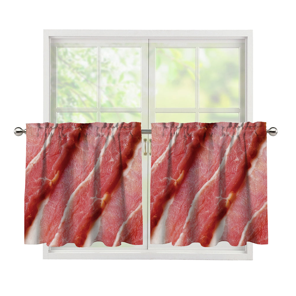Raw Bacon Print Tier Curtains