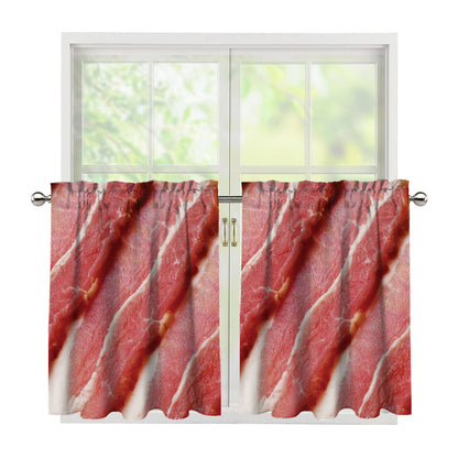 Raw Bacon Print Tier Curtains