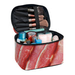 Raw Bacon Print Travel Makeup Bag