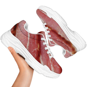 Raw Bacon Print White Chunky Shoes