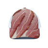 Raw Bacon Print White Mesh Trucker Cap