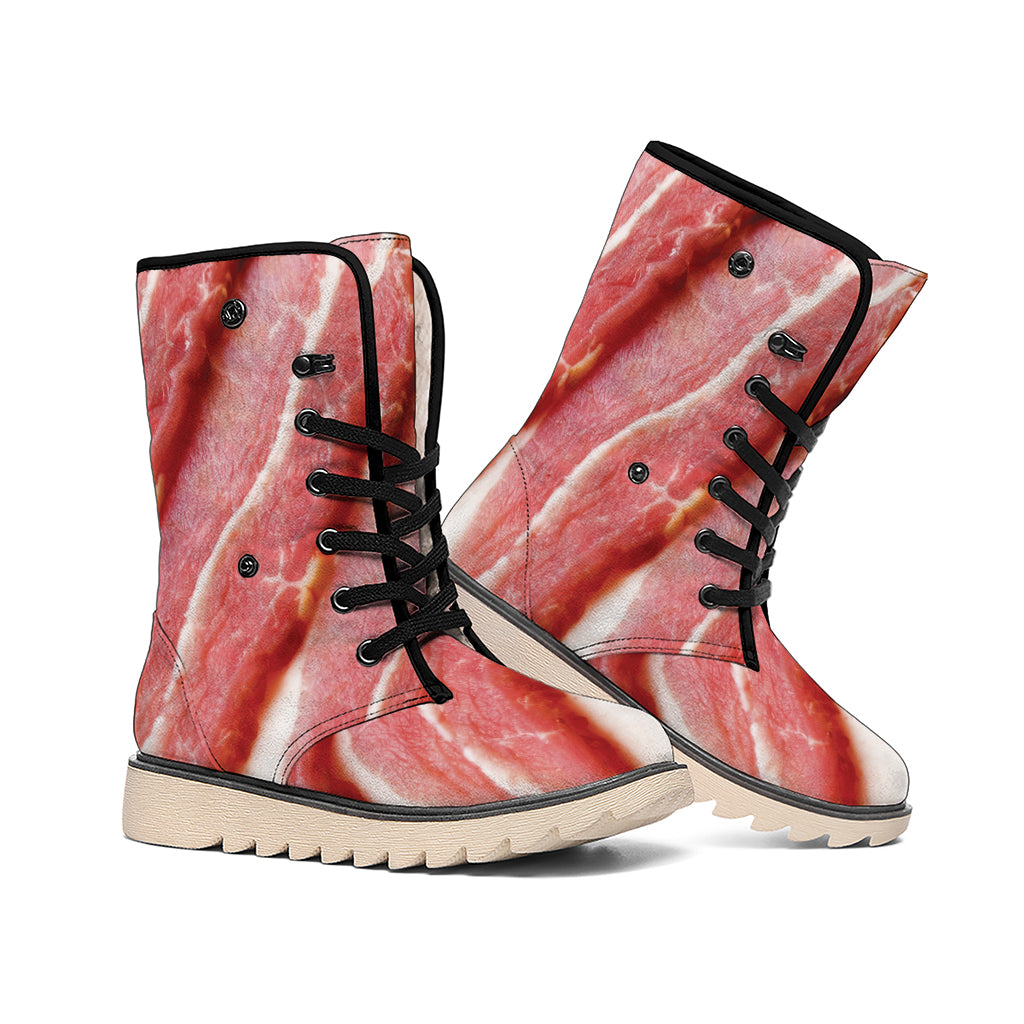 Raw Bacon Print Winter Boots