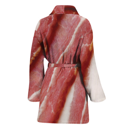 Raw Bacon Print Women's Bathrobe