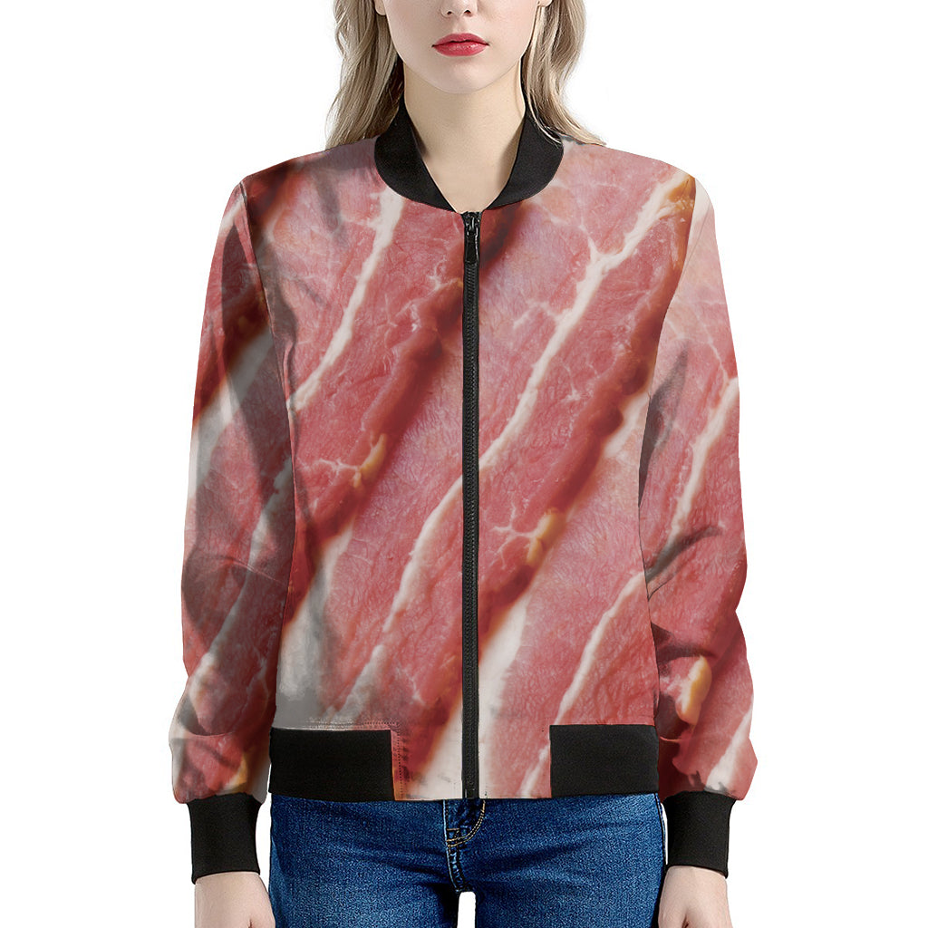 Raw Bacon Print Women's Bomber Jacket