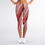 Raw Bacon Print Women's Capri Leggings