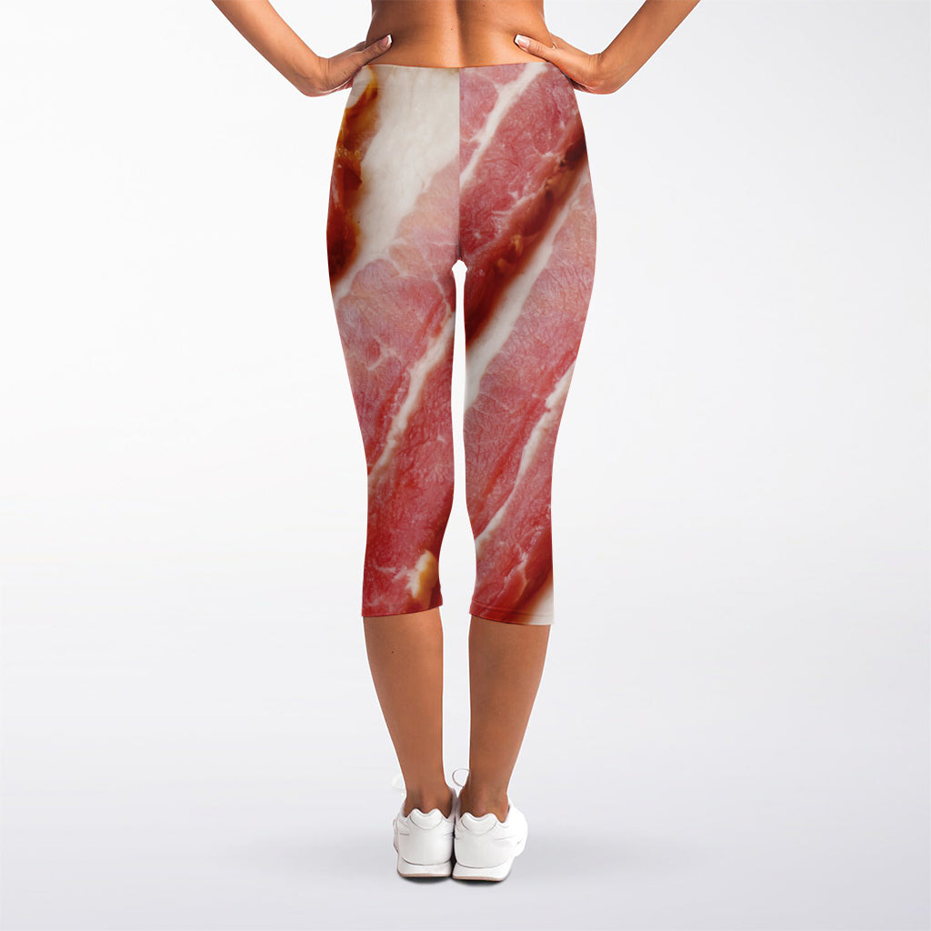 Raw Bacon Print Women's Capri Leggings