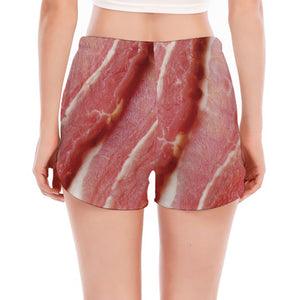 Raw Bacon Print Women's Split Running Shorts