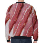 Raw Bacon Print Zip Sleeve Bomber Jacket